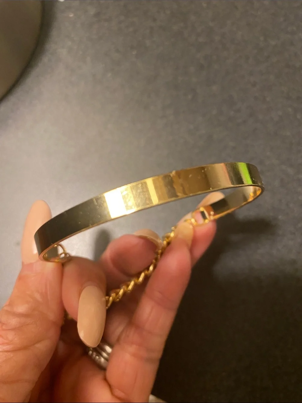 Gold-Tone Chain and Bangle Bracelet - Sleek Women's Bracelet